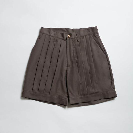 Pleats Balloon Short Pants beige